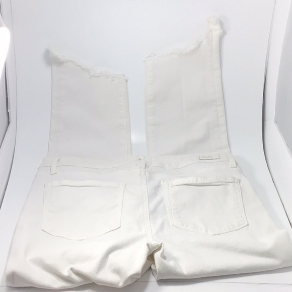 PAIGE Hoxton Ankle Peg -Optic White Ankle Fray Jeans Size 30 - Picture 6 of 8